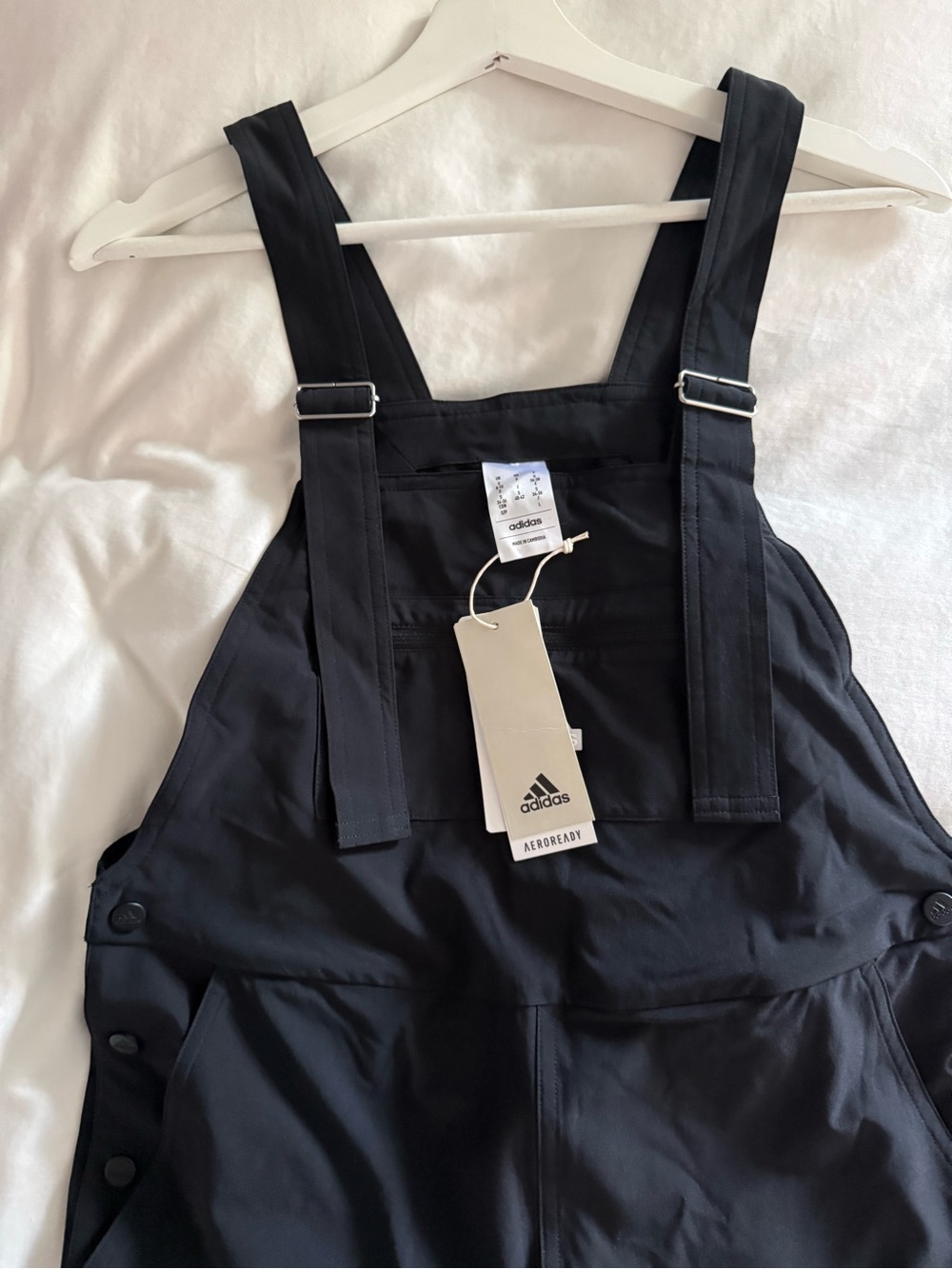 adidas Dance Dungaree/ Black Jumpsuit with White Side Stripes